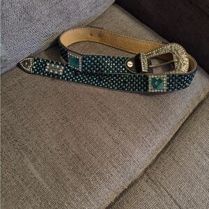 Teal and Silver Embellished Women's Belt